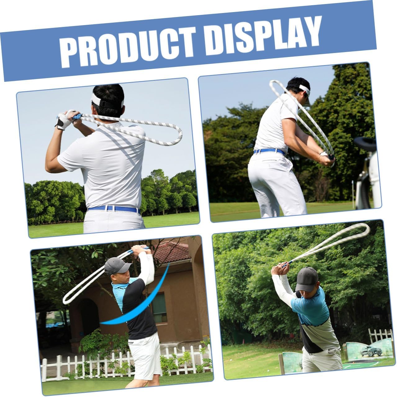 Golf Swing Power Rope Training Aid White Golf Swing Trainer for Indoor Outdoor Practice Improving Speed Rhythm and Strength Suitable for All Levels