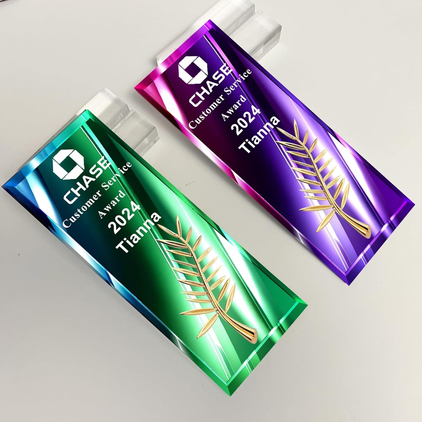 Tina&Co Personalized Acrylic Award or Trophy - Custom Engraved Plaque for Awards, Sports, Corporate Events, Elegant Presentation - Versatile Uses, Customizable Design. (award 2D)