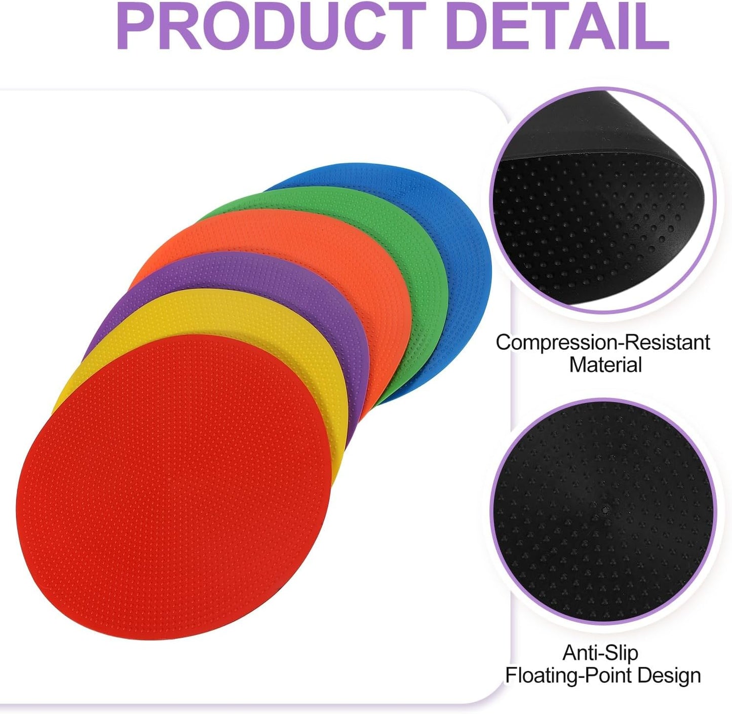 PATIKIL Spot Markers, Non-Slip Floor Dots Agility Markers Flat Field Cone Poly Dot