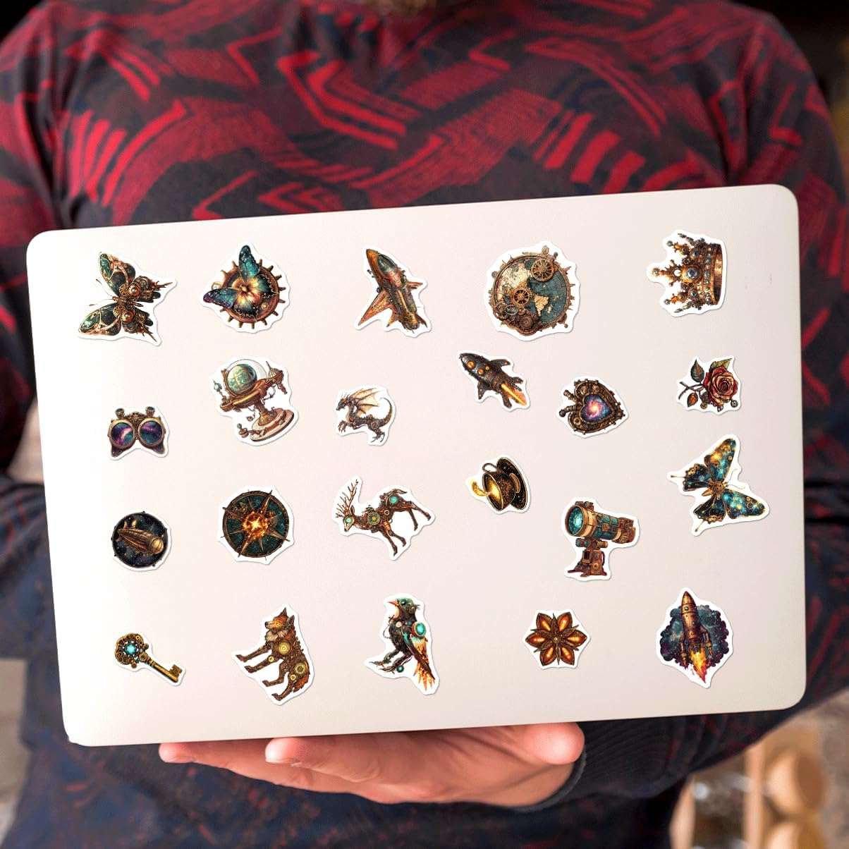 108Pcs Steampunk Space Fantasy Stickers Pack Vinyl Waterproof Decals for Laptop Scrapbook Journaling DIY Water Bottle Guitar Phone Case Suitcase Aesthetic Teens