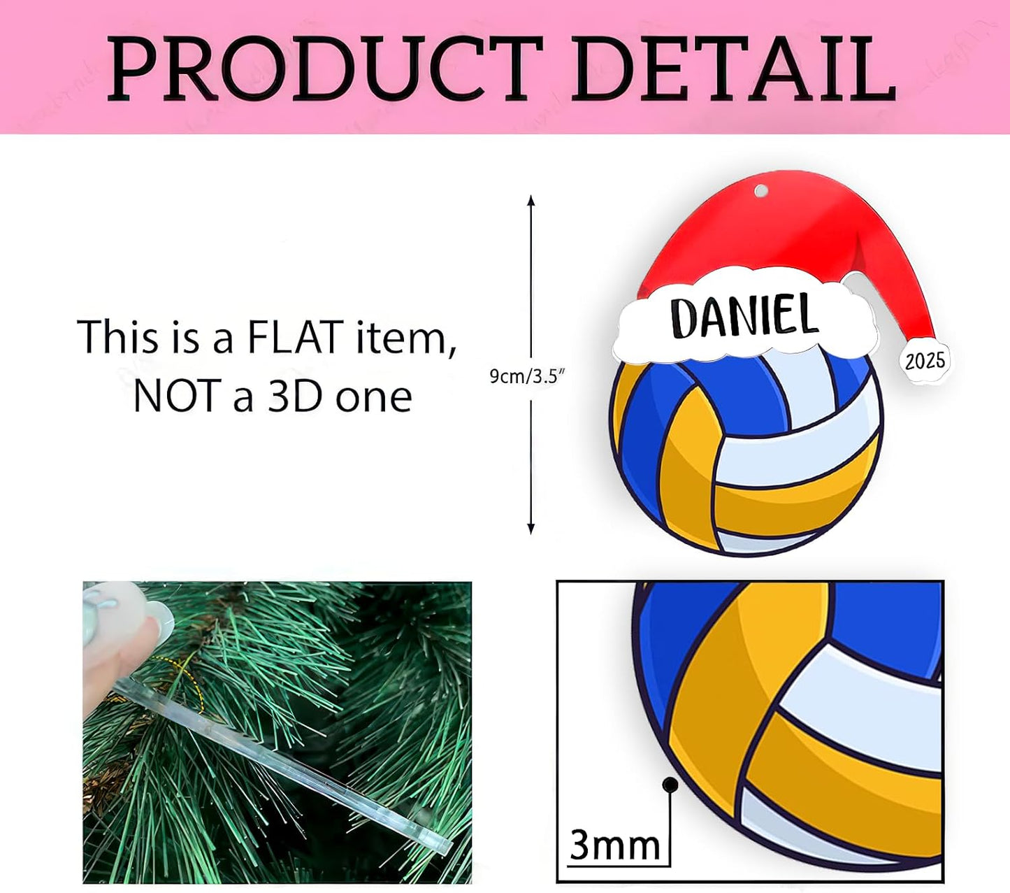 Personalized Volleyball Christmas Ornament 2025, Volleyball Ornaments for Christmas Tree, Team Ornament, Custom Coach Gifts, Hanging Decor, Gifts for Sports Lovers Boys, Xmas Gift 2025