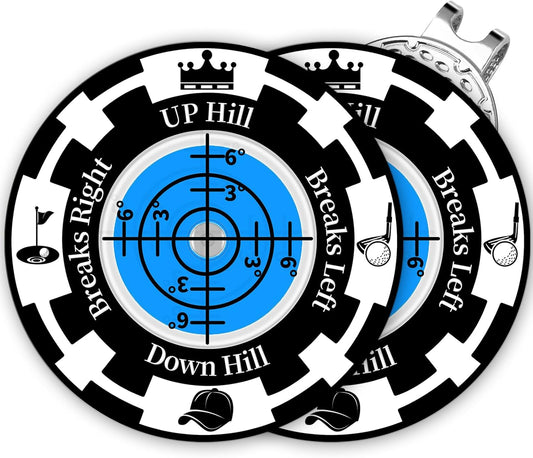 Golf Green Reader, 2 Pack Golf Ball Marker Hat Clip with High Precision Horizontal Bubble, Putting Training Aid Golf Accessories Tool Gift for Men Women