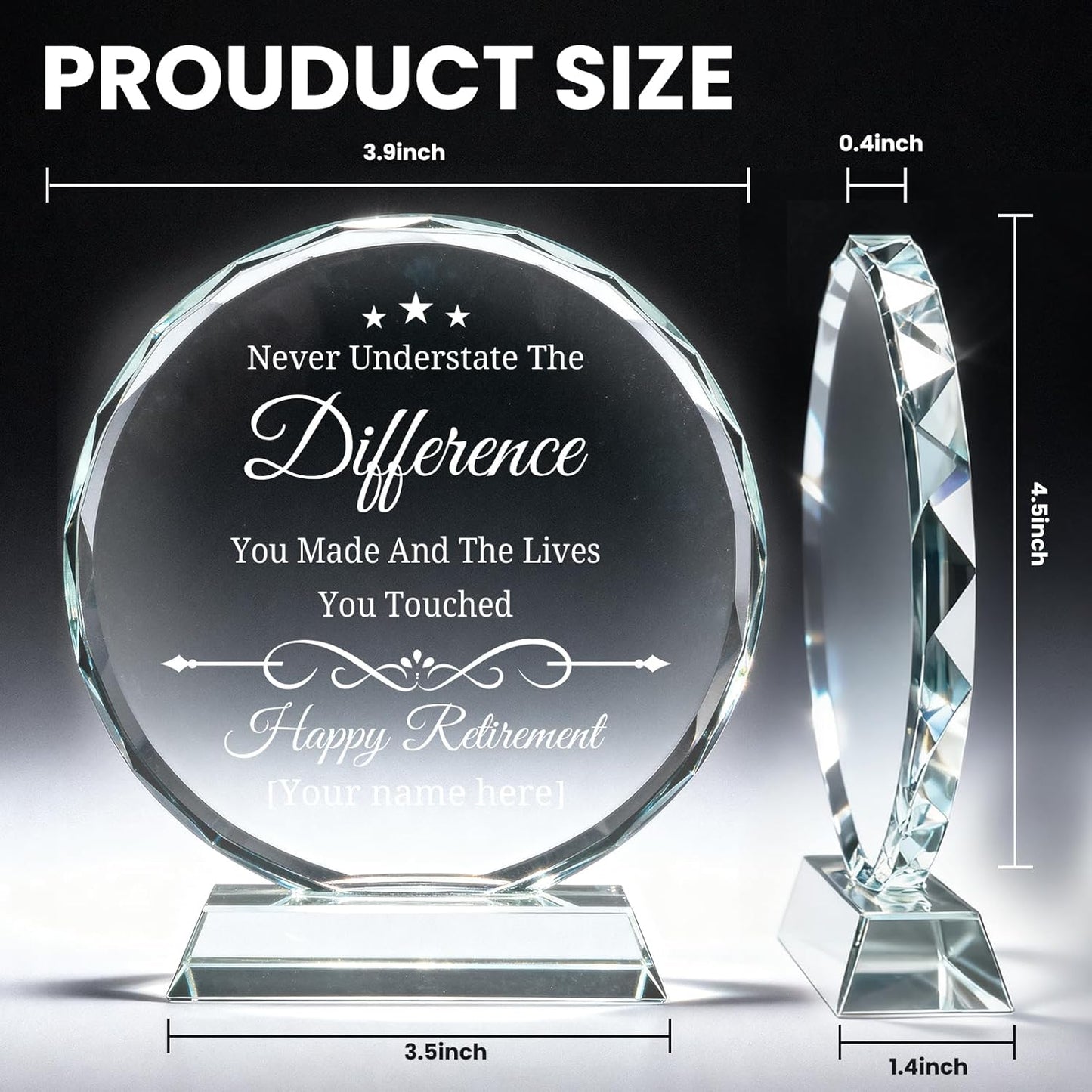 Personalized Trophy Award - Custom Crystal Awards and Trophies - Plaques Personalized Engraved - Thank You Gifts - Employee Appreciation Gifts for Cowokers, Recognition, Sports