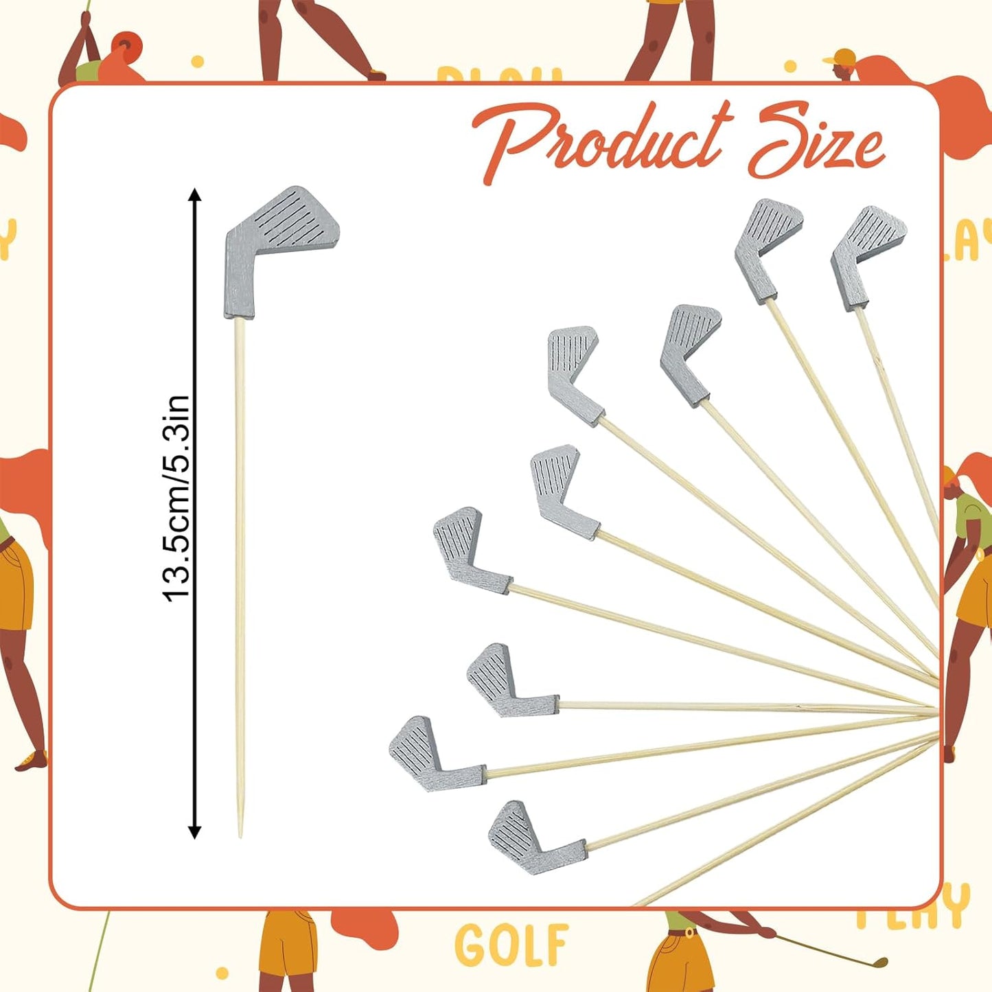 200Pcs Golf Cocktail Picks,4.7 Inch Golf Themed Fruit Toothpick,Party Toothpicks for Appetizers Cocktail Decorations for Party Supplies