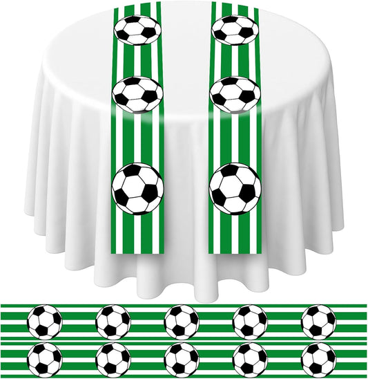 6 Pcs Soccer Party Table Runner 60 x 6 Inch Sports Tablecloth Runner Soccer Field Tablecloth Striped Table Cover for Sports Party Dining Room