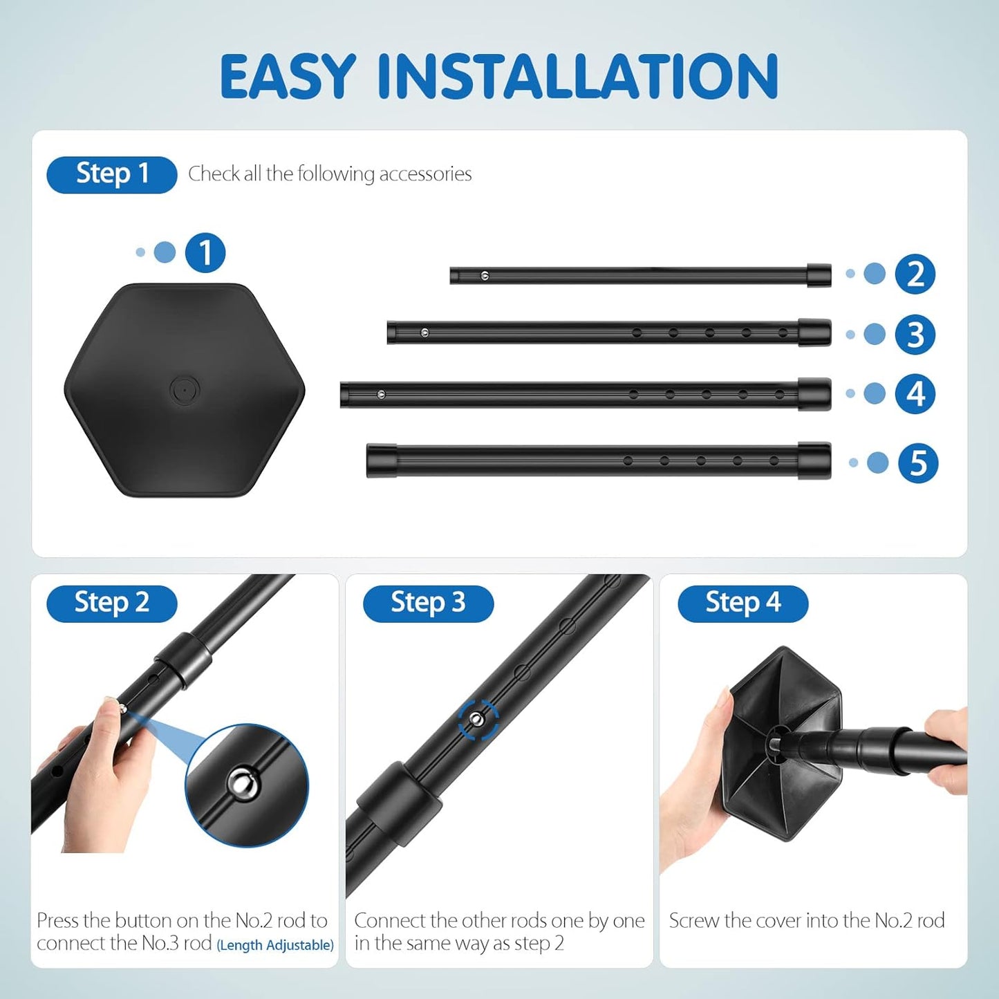 Rhino Valley Golf Travel Bag Support Rod, Aluminum Alloy Rod and Anti-Impact Support Cover, Golf Support Protector Bag Accessory, Golf Support Stick Adjustable Clubs Protection System Pole