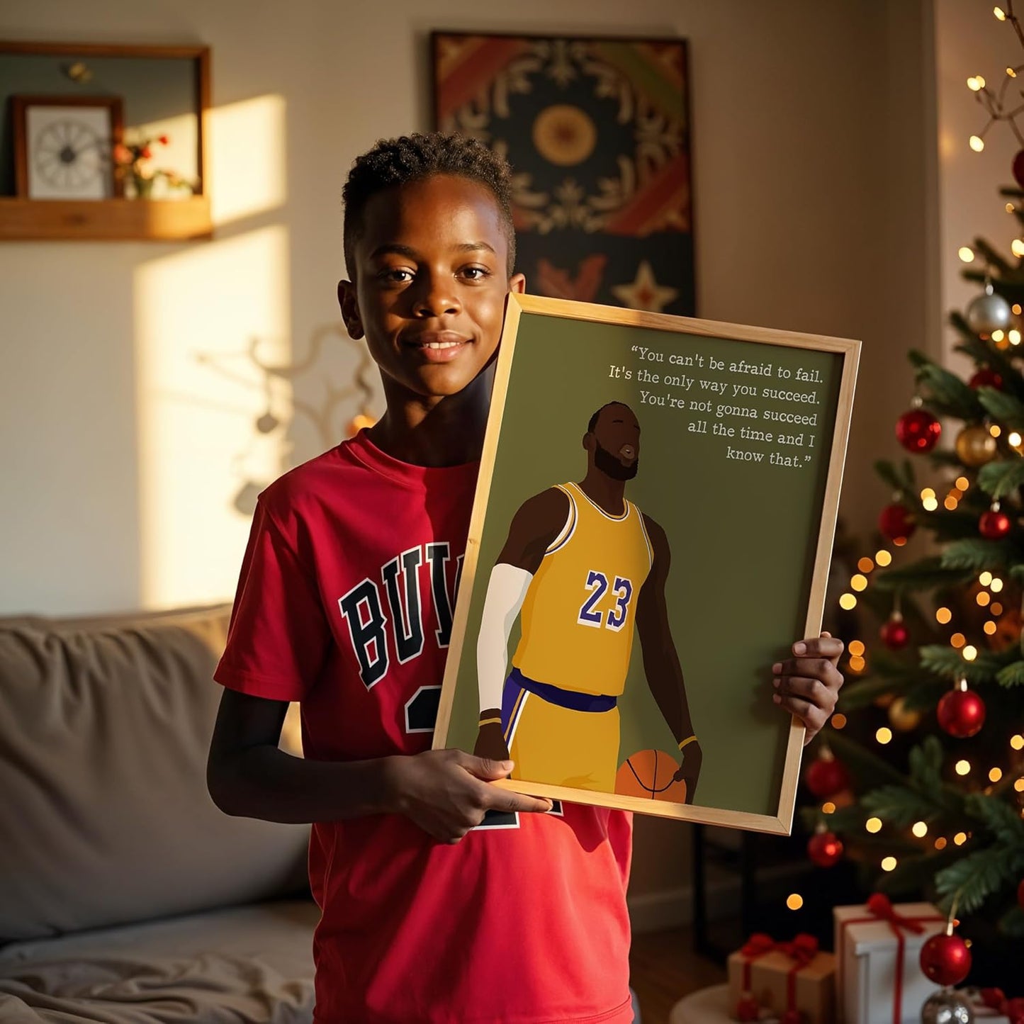 LOLUIS Motivational Basketball Superstar Hand-Drawn Artwork Sport Quote Wall Art Decorations (Unframed 16"x20", Basketball Player 3)