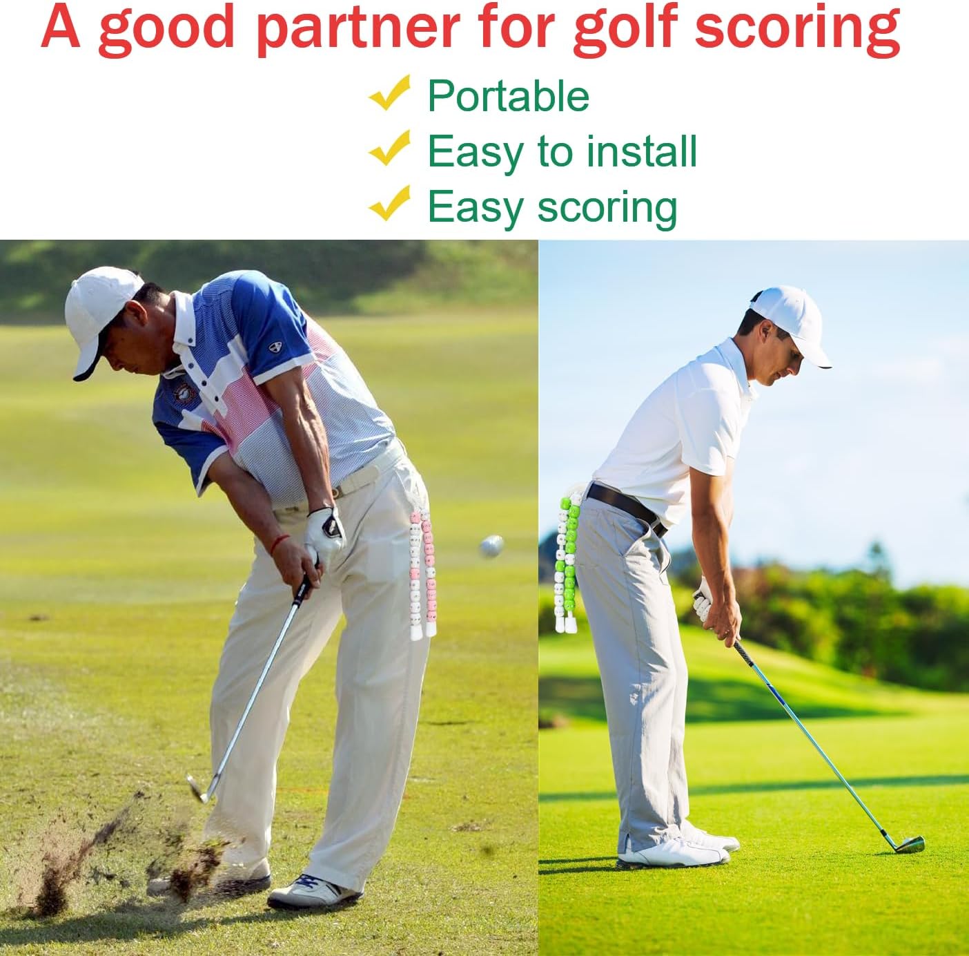 Golf Stroke Counter Beads, Golf Score Counter, Golf Ball Stroke Counter, Golf Beads to Count Strokes for Women