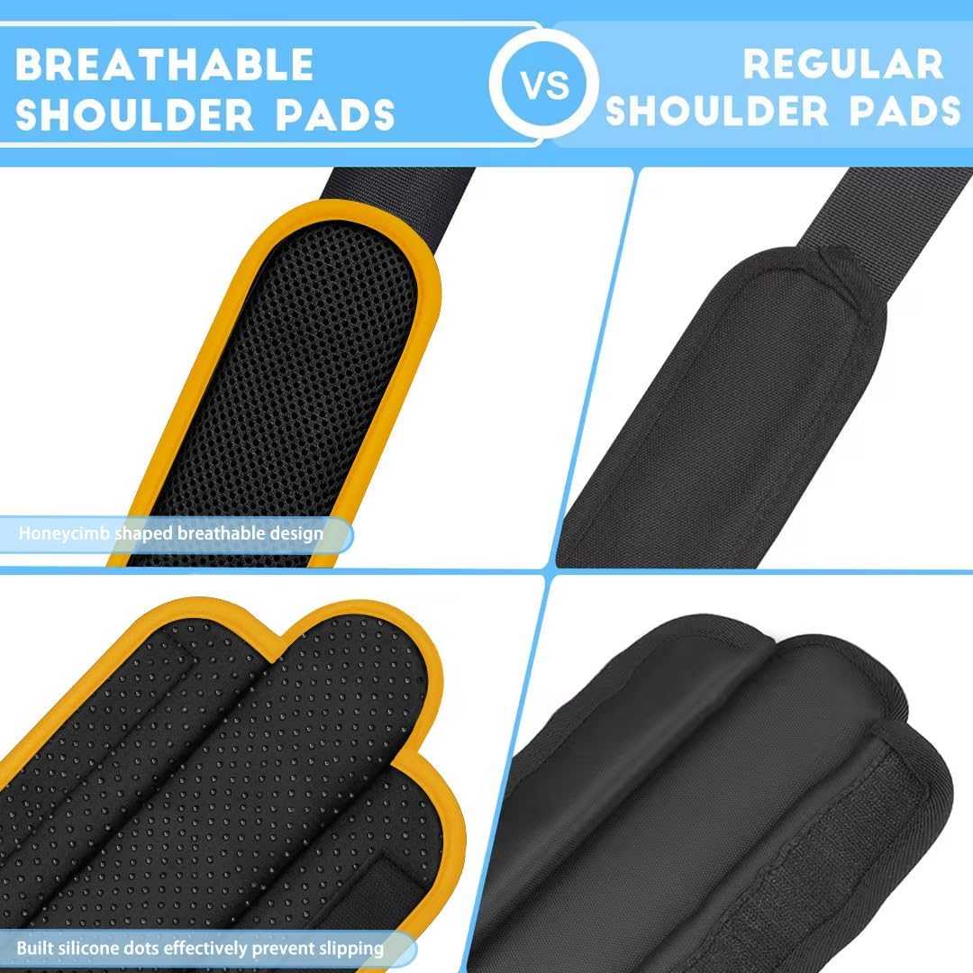 ZINZ 2-Pack Universal Shoulder Pad with Ultra Thick Cushion for Bag Luggage Bag Crossbody, Plus Long & Anti-Slip & Breathable,Black-Yellow Edge