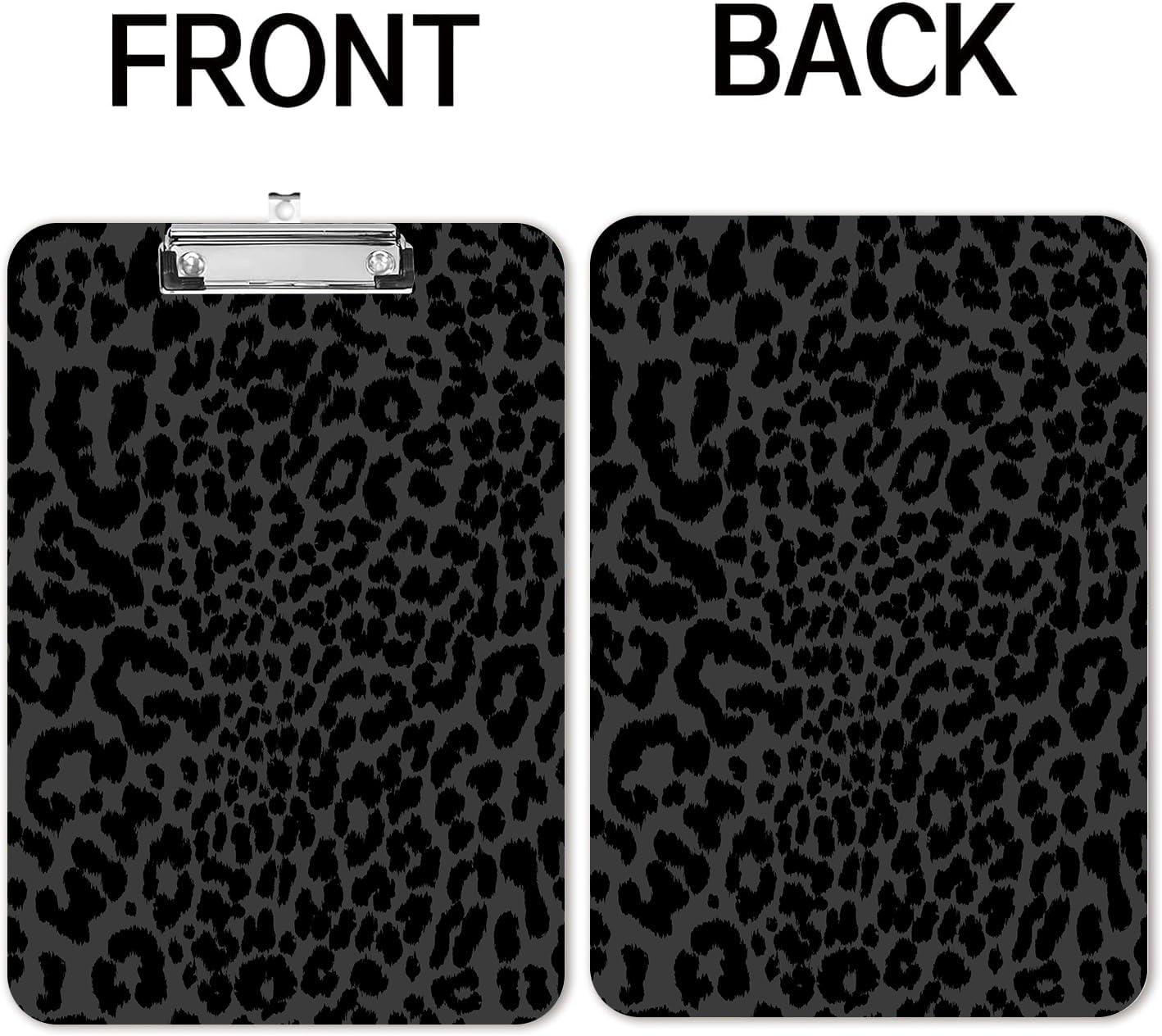 Fashion A4 Clipboard, Standard Letter Size 9" x 12.5", Decorative Wooden Clipboard with Low Profile Metal Clip for Office, School, Teachers, and Students, Black Leopard Wild Animal Cheetah