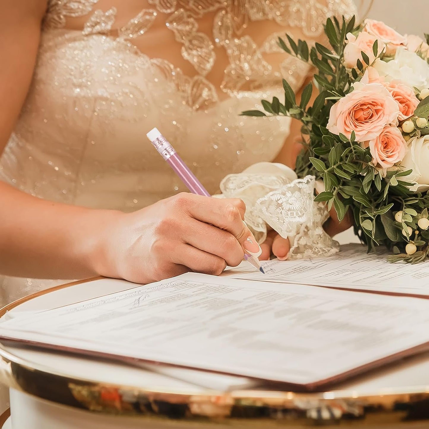 Outus 72 Pieces Golf Pencils Half Pencils with Eraser Mini Bulk Short #2 HB Pre Sharpened for Bridal Shower Wedding Office (Rose Gold)