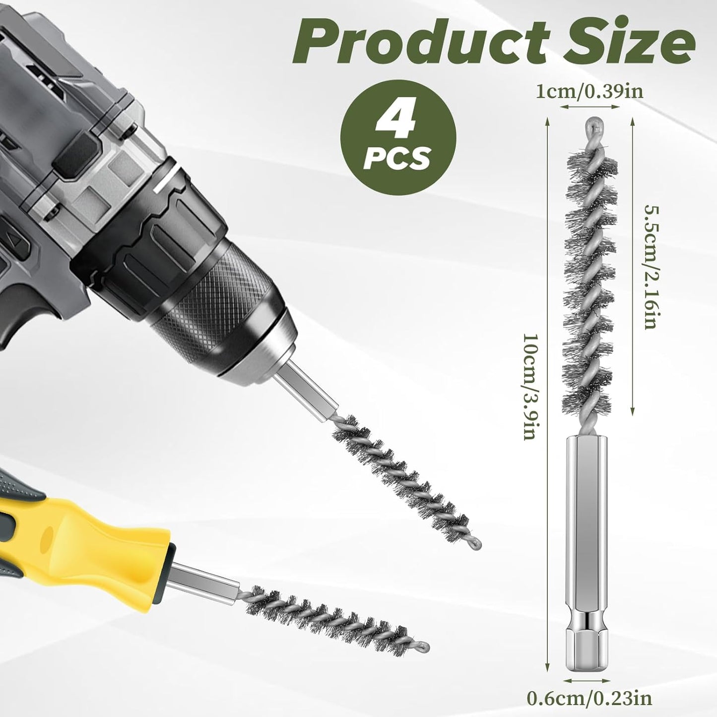 4 Pcs Golf Club Hosel Brush Head Hosel Brush Stainless Steel Golf Shaft Ferrules Bore Wire Brushes Electric Drill Cleaning Tool for Wood and Iron