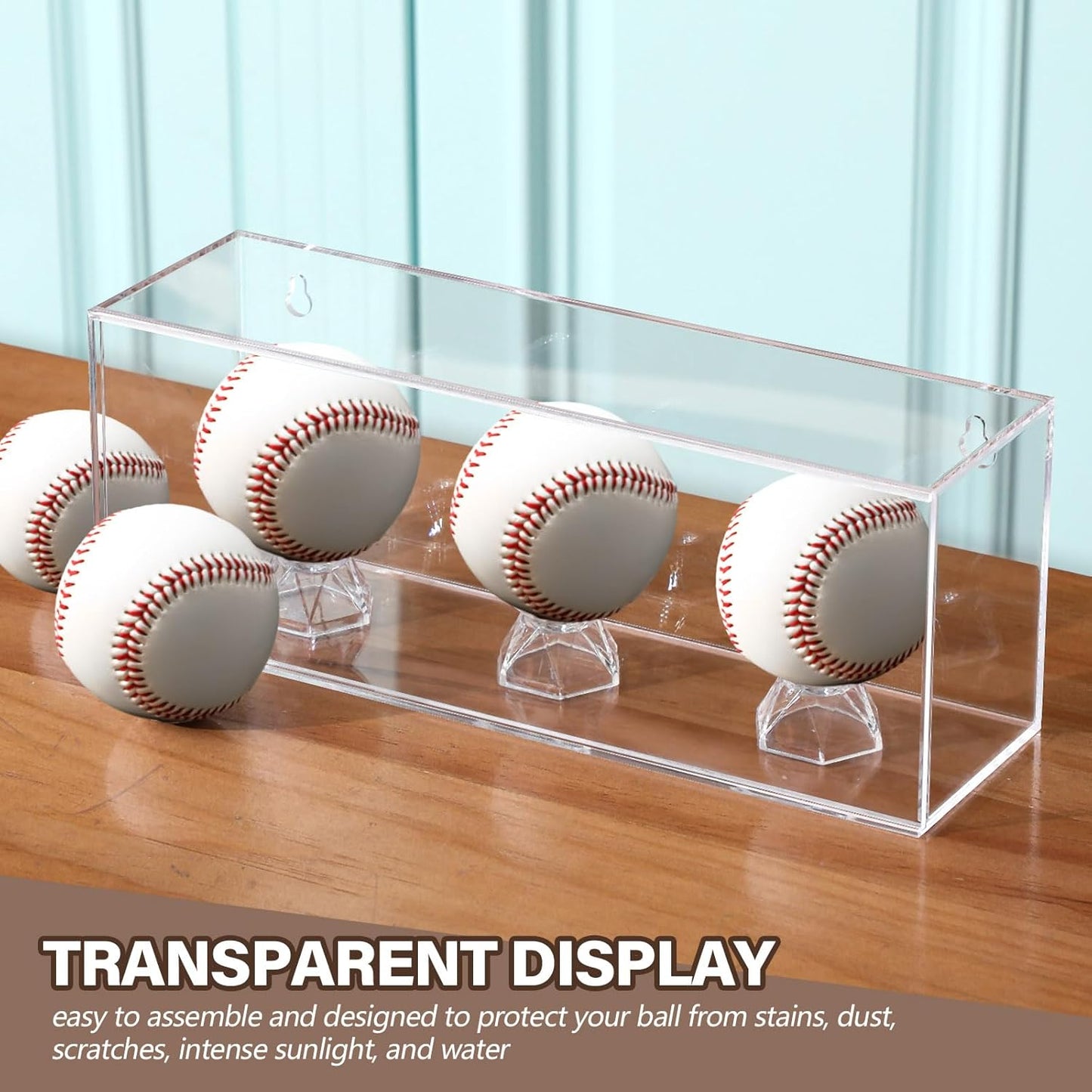 Baseball Golf Ball Display Case for 3 Balls UV Protected Acrylic Boxes for Display Ball Cube Memorabilia Showcase Autograph (Clear, 11.4 x 4.3 x 3.15 Inch)