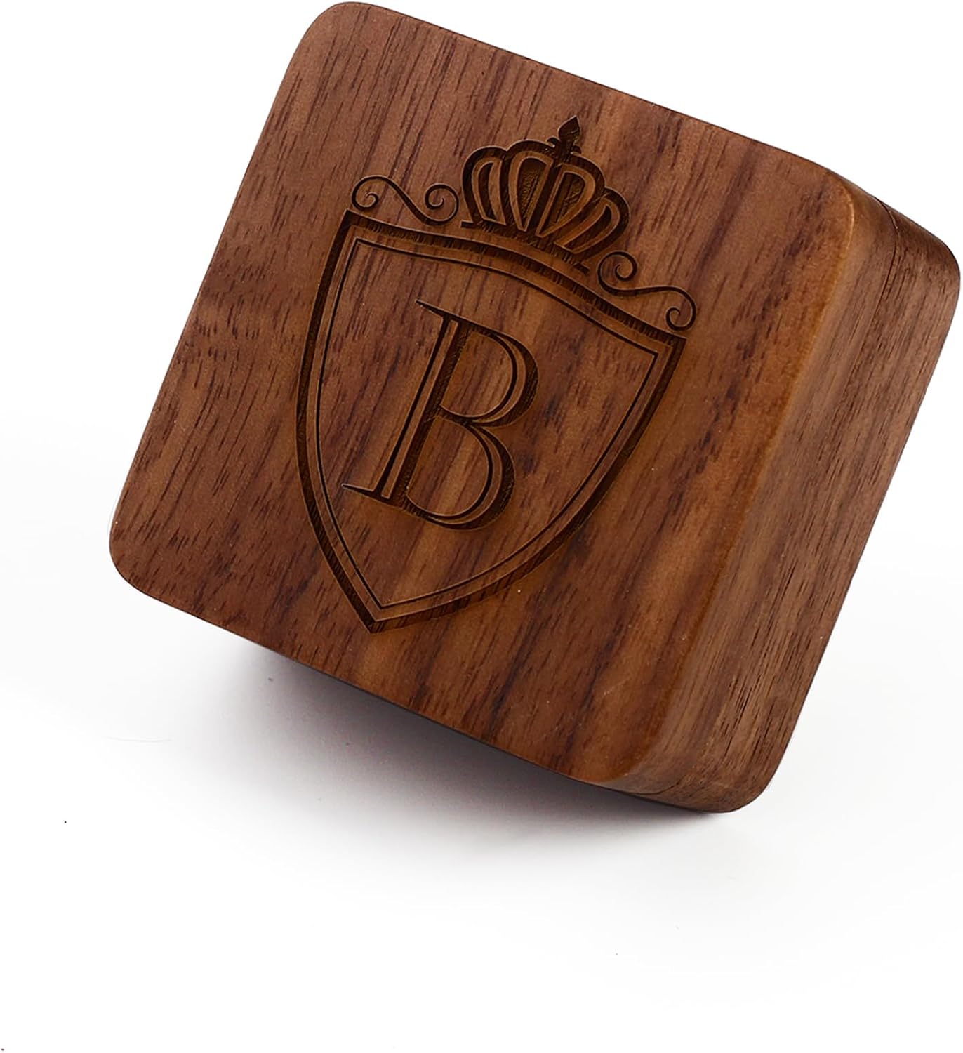 Mens Initial Silver Cufflinks A-Z Alphabet Letter Steel Cuff Links with Engraved Walnut Wood Box Groom Groomsman Wedding Set…