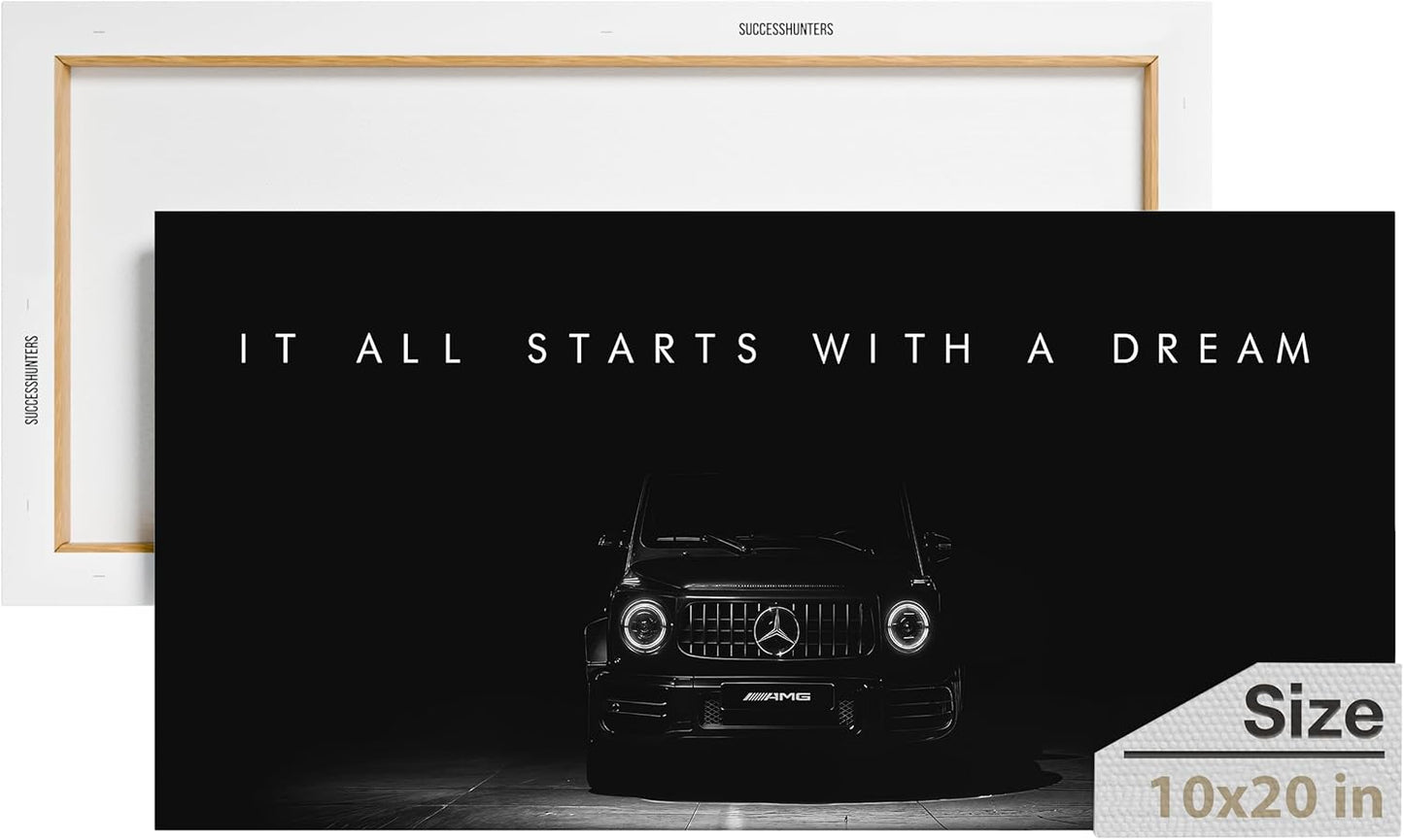 Motivational Wall Art for Office, Super Car Art Canvas, Inspirational Automotive Decor for Mercedes Benz G Class Sportscar Lovers, Motivational Wall Decor for Office and Home Car Poster (10" x 20" in)