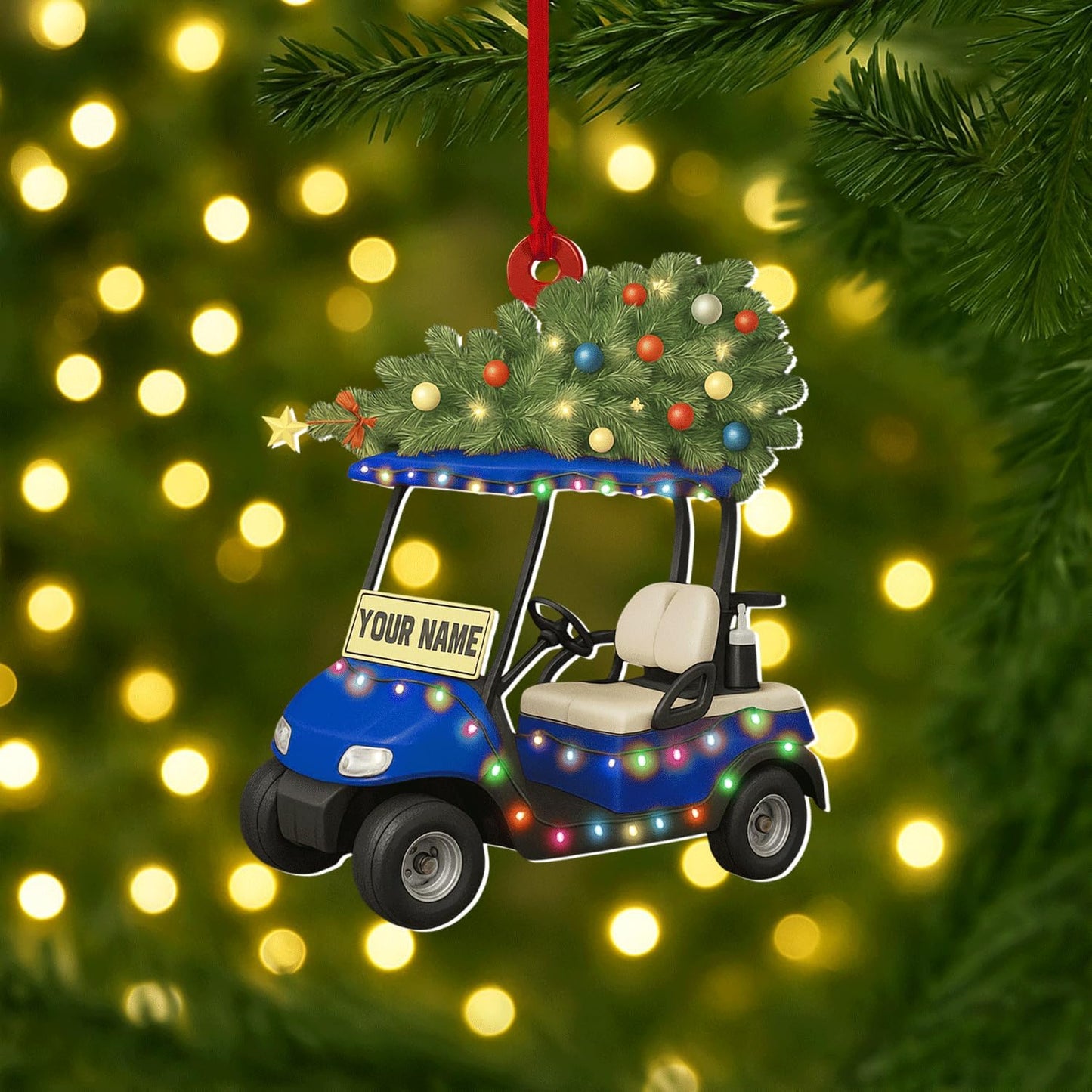 Personalized Golf Christmas Ornament 2025, Custom Name Bag, and Golfer Outfit Gilf, Ball Head Ornament with Santa Hat, Gifts for Golf Lovers 2