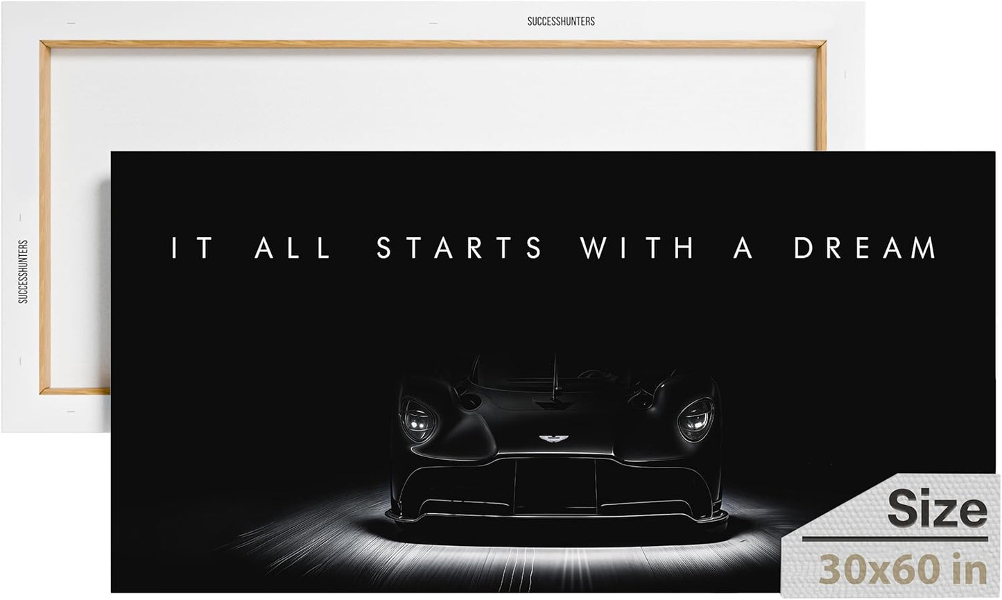 Motivational Wall Art for Office, Super Car Art Canvas, Inspirational Automotive Decor for Aston Martin Valkyrie Sportscar Lovers, Motivational Wall Decor for Office and Home Car Poster (30" x 60" in)