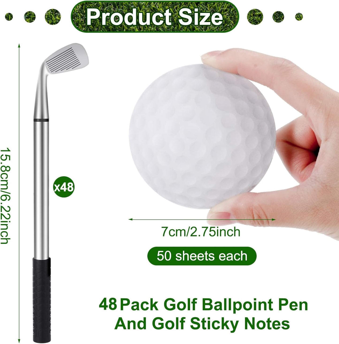 Jspupifip 96 Pcs Golf Party Favors Set 48 Golf Ballpoint Pen,48 Pads Golf Sticky Notes Golf Clubs Pens Golf Party Favors Funny Pen for Golf Birthday Party Supplies