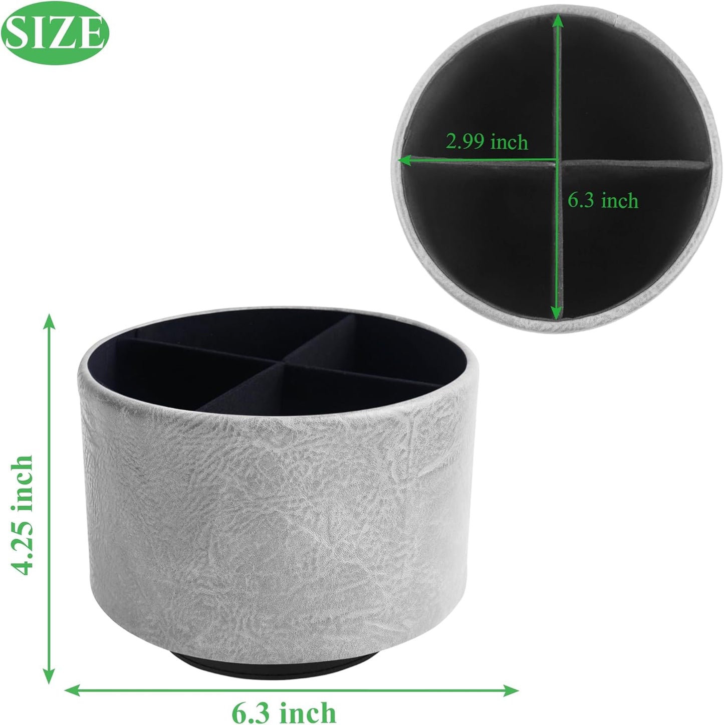 Hennaja Round Leather Art Supply Organizer,Remote Control Holder,360 Degree Spinning,Multi-Functional Pencil Holder,4 Compartments Desktop Stationary Organizer(1-Crazy Blue)