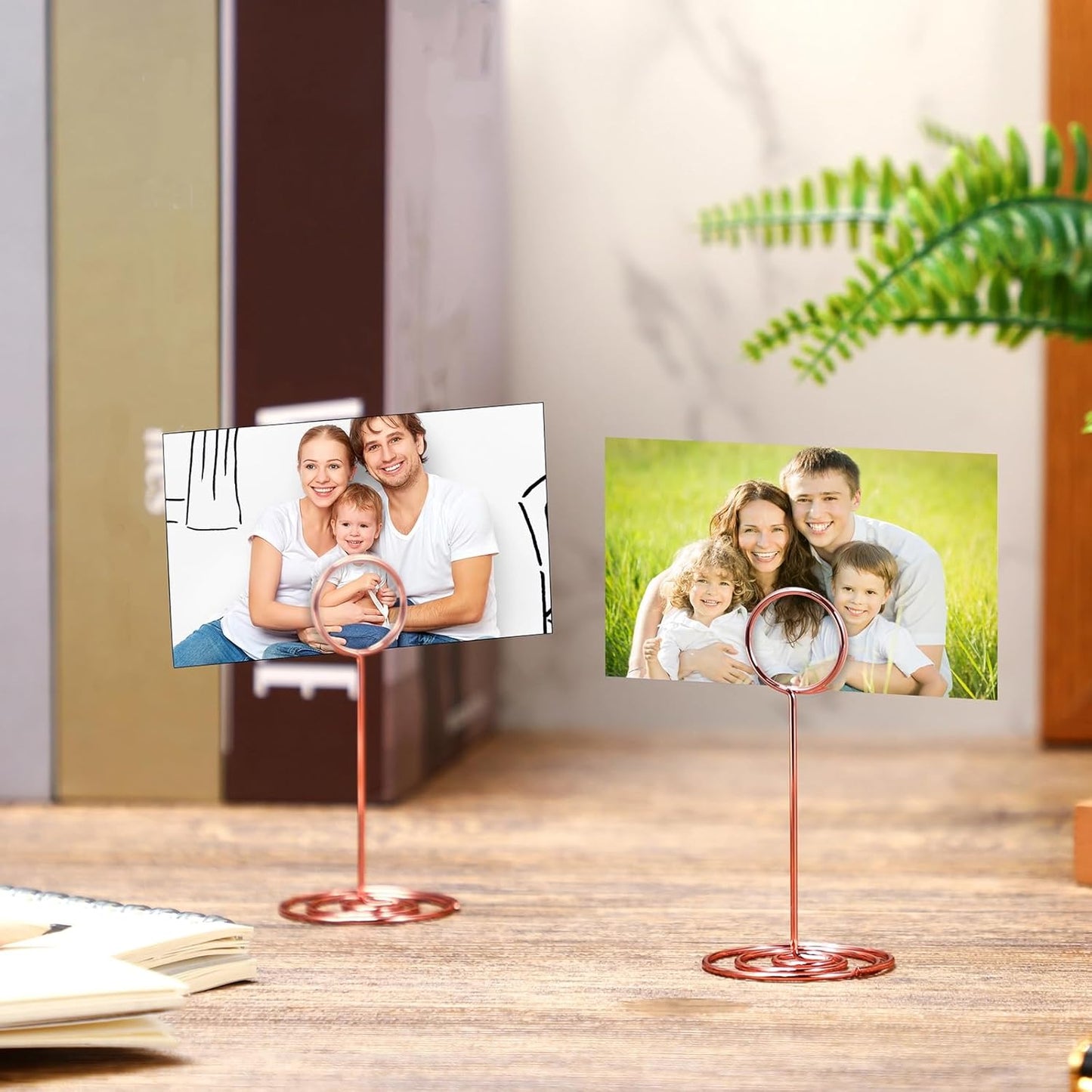 TecUnite 24 Pieces 3.35 Inch Table Number Holder Place Card Photo Holder Picture Name Menu Clips Memo Cards Stand for Wedding Reception Anniversary Birthday Party Centerpieces (Rose Gold)