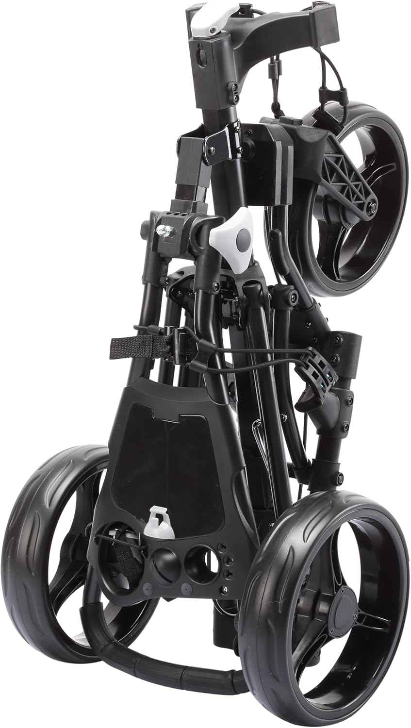 Golf Push Cart 3 Wheel with 360 Rotating Front Wheel, One Second to Open & Close, Lightweight Folding Golf Pull Cart with Foot Brake, Umbrella Holder, Cup Holder, & Storage Compartment