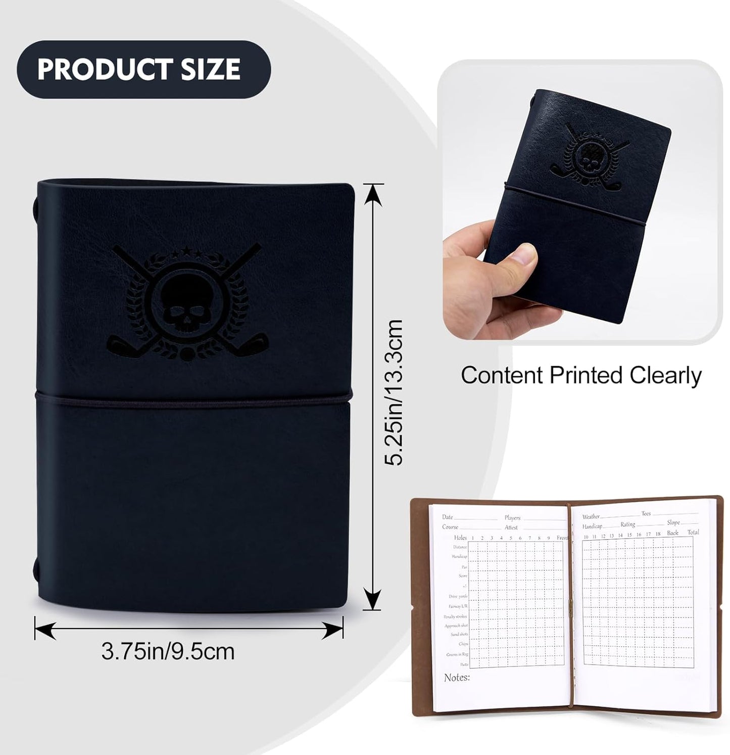 Golf Scorecard Book Leather Golf Yardage Book with Pencil Golf Score Book Golf Gift for Men&Women Sports and Outdoor Golf Club Accessories,Navy Blue