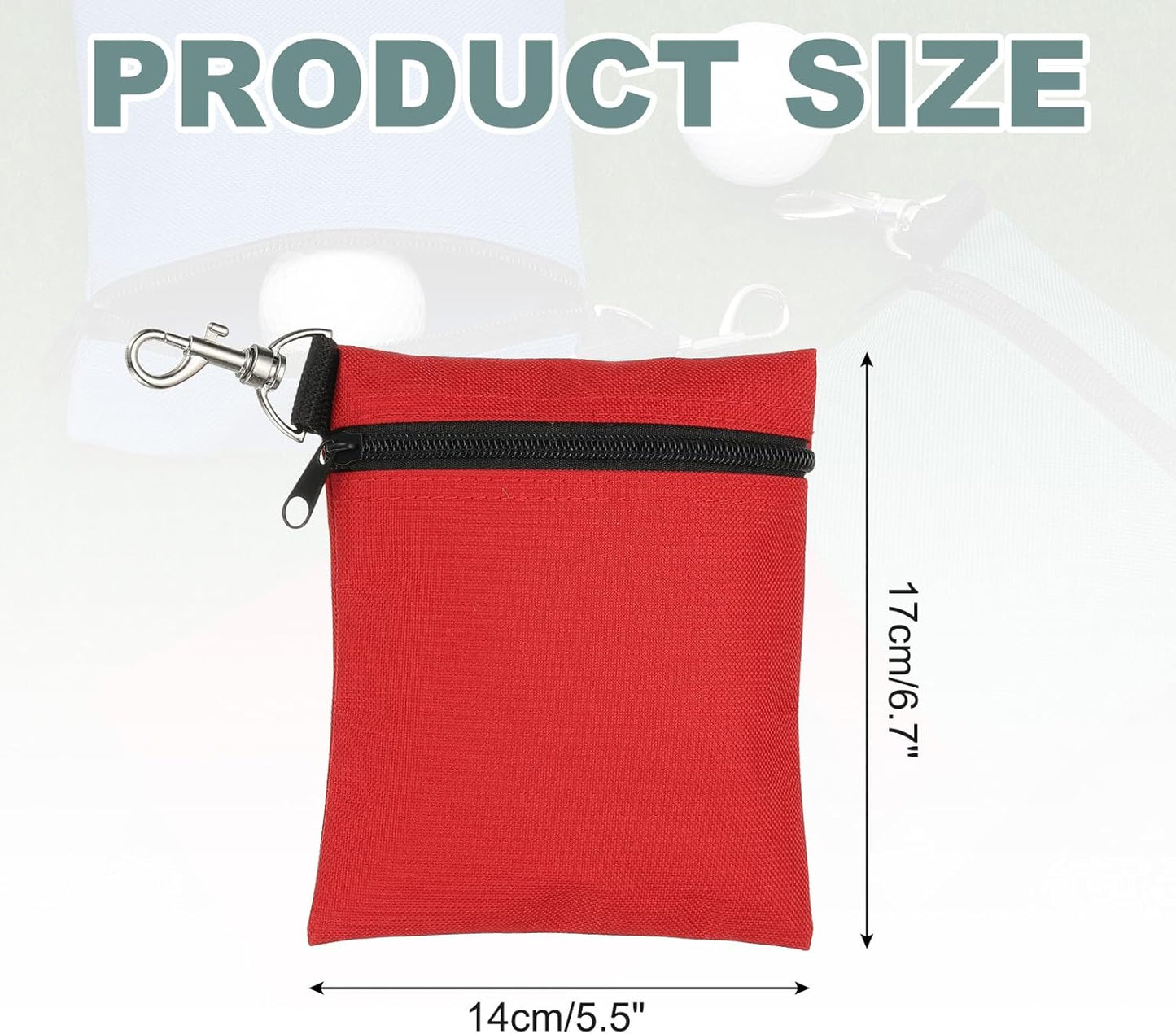 uxcell Golf Tee Pouch, Professional Zipper Golf Tee Bag Accessories Pocket Gear Clip Bag with Metal Lobster Claw Clip Organizer Storage Bags for Men and Women