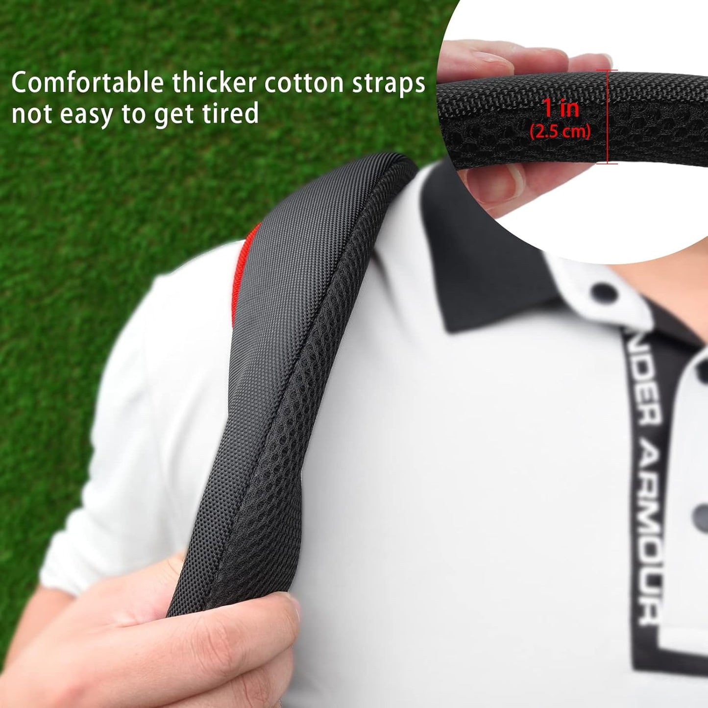 BIG TEETH Golf Bag Strap,Adjustable Padded Bag Strap Replacement,Golf Double Shoulder Bag Straps with 4Pcs Rotate Hooks