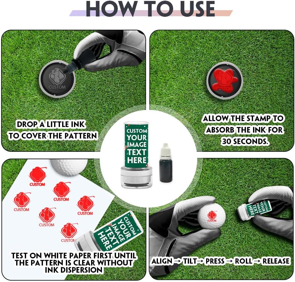HDSD Custom Golf Ball Stamp with Personalized Case Cover Golf Ball Marker Motif for Golfers Accessories,Includes Long Lasting Ink Bottle