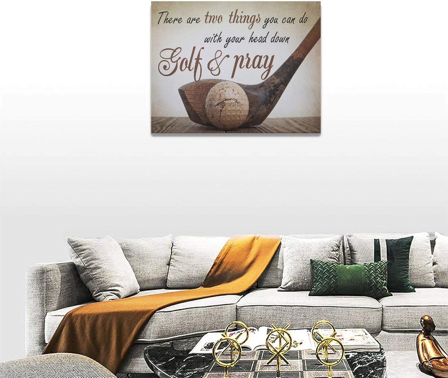 Golf Wall Art Sports Golf Pictures Wall Decor Motivational Quotes Canvas Painting Artwork Modern Home Decorations Framed for Bedroom Office Living Room 20"x24"