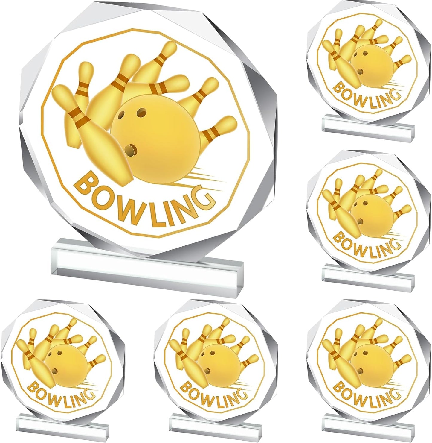 6 Pack Sports Trophy Acrylic Award Medals 4.72 x 4.72 Inch Sports Contest Trophies Bulk Plaques Team Prize Gift Trophies for Competition