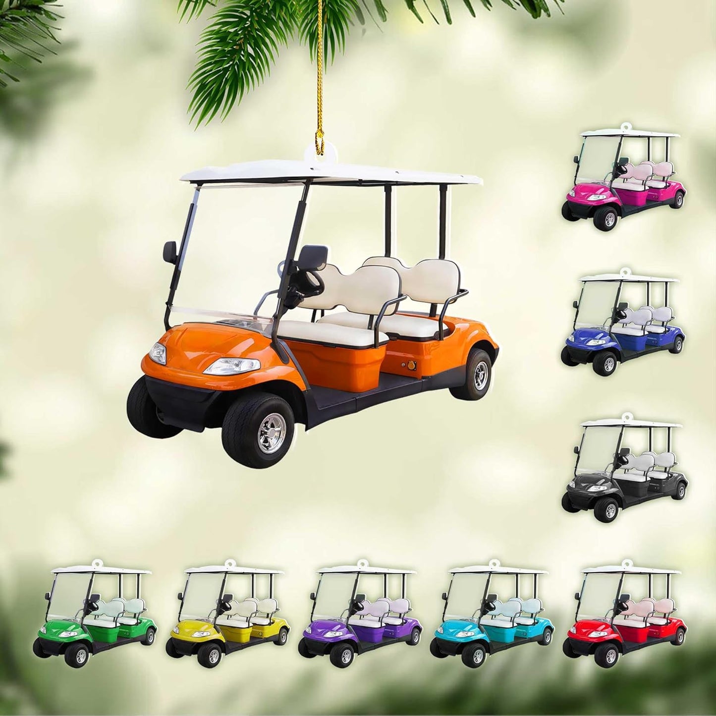 Personalized Golf Ornaments for Christmas Tree 2025 Custom Golf Christmas Ornament Golfing Bag Ornament Sports Golf Cart Ornaments Gift for Golfer Bag Golfing Lovers Hanging Decoration (G19)