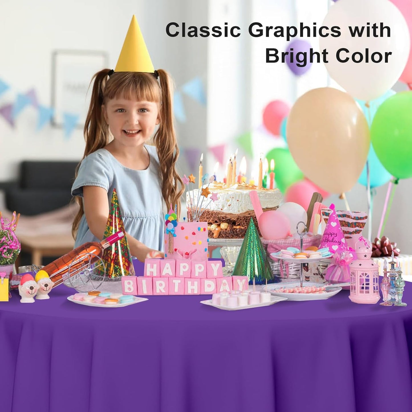 3 Pack Round Disposable Dark Purple Tablecloth, Dark Purple Plastic Table Cloths for Parties Disposable, 84x84 in Waterproof Camping Tablecloth for Birthday Party Baby Shower Picnic School