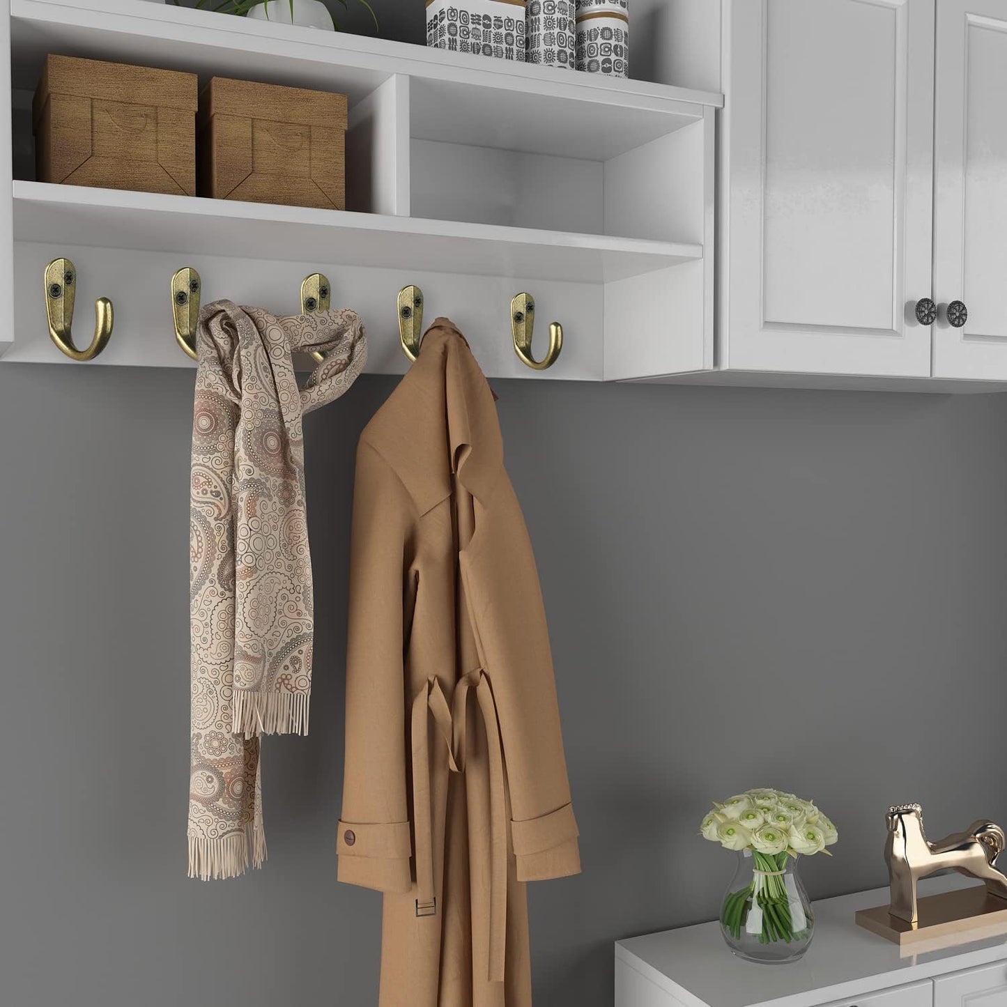 IBosins 15PCS Coat Hooks Wall Mounted Single Prong Robe Hook for Hanging Towel Hooks with 30 Screws for Bags, Hat, Cap, Scarf, Cup