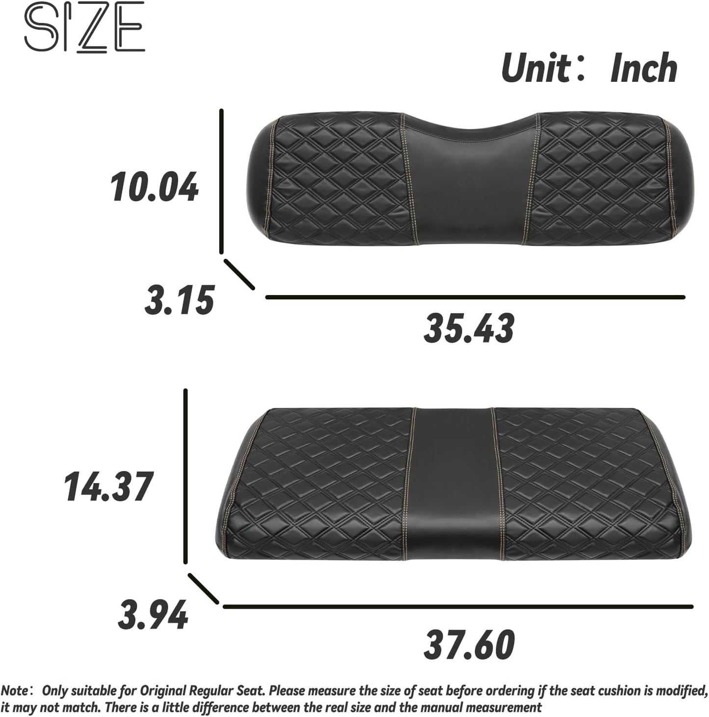 Golf Cart Front Seat Covers Waterproof Vinyl Leather Seat Cover Accessories for EZGO TXT/RXV Club Car DS/Precedent Yamaha G29/Drive Aftermarket Rear(2PCS) (for Aftermarket Rear, Black)