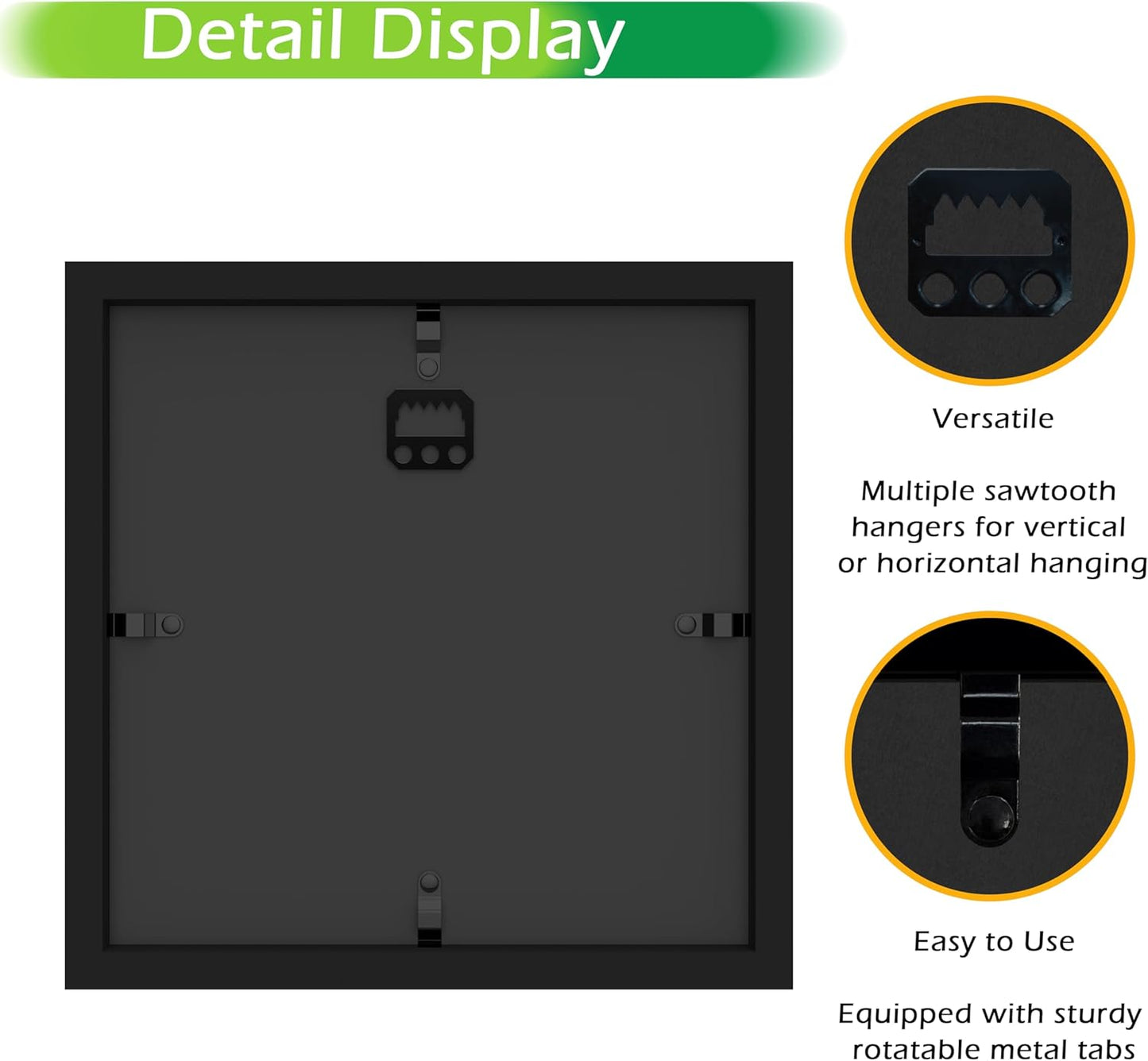 FrameWorks 8” x 8” Black Wooden Shadow Box Frame – Display Case with Soft Felt Back, Memory Box with Tempered Glass, Display Box with Elegant White Ball Push Pins, Wooden Flower Box