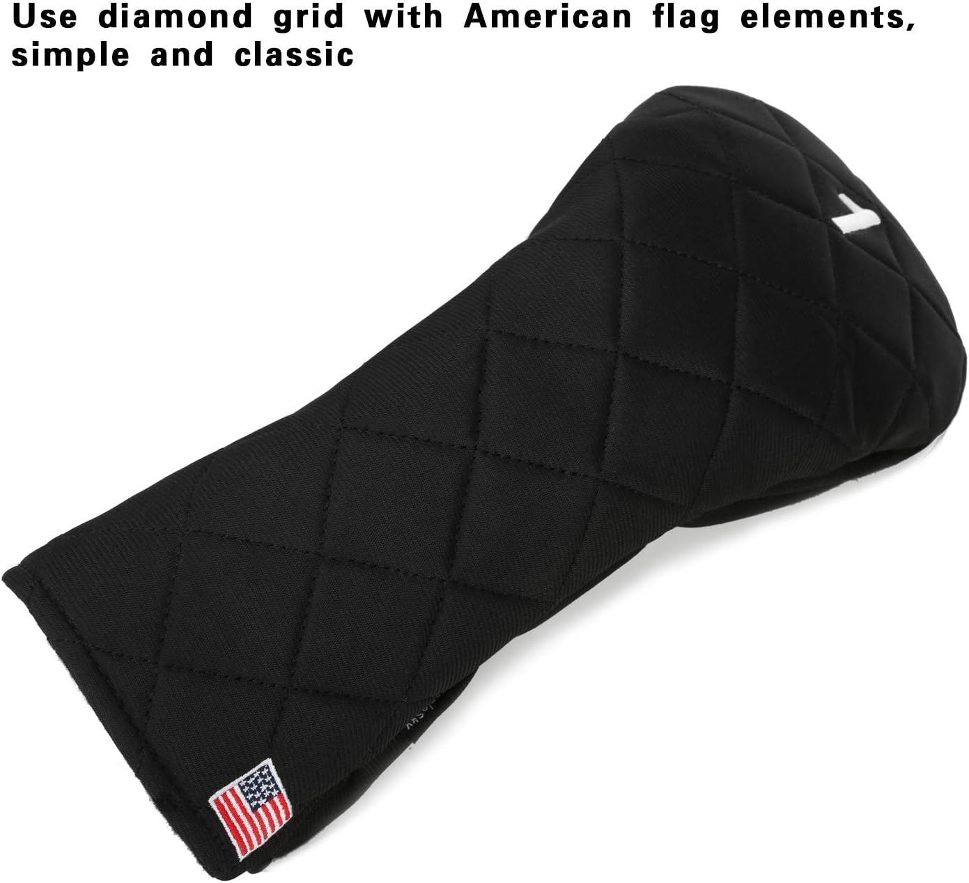 Golf Head Covers Driver Fairway #3#5 Hybrid USA Flag for Club Men Women, (Black or White)