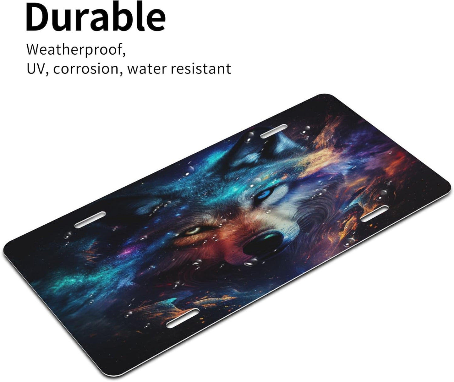 Custom License Plate Personalized Animal Wolf Funny Aluminum Front License Plates Decorative Rust-Free Metal Car Plate Covers for Women Men Car Tag Accessories fit Truck SUV Rv 12 X 6 in