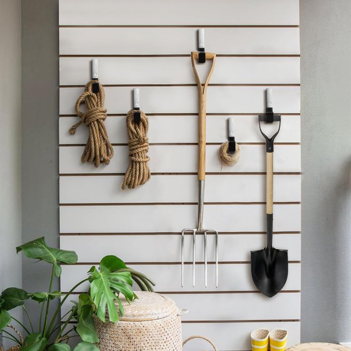 Heavy Duty Steel Garage Hooks,Garage Storage Utility Hooks,Anti-Slip Hanger, Tool Organizer,Steel Wall Mount Organizer, Garden Hose Hanger (Small-6PC) (Pack of 2)