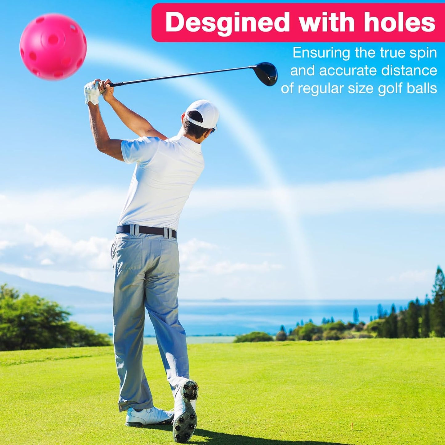 80 Pack Practice Golf Balls Limited Flight 42 mm Golf Training Airflow Hollow Plastic Ball for Women Men Indoor Outdoor Driving Range Swing Practice Home