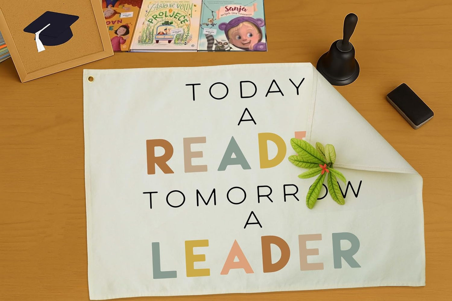 Reading Corner Banner-Reading Center Decor-Classroom Read Decoration-Nursery Read Decoration-Rectangle Banner Flag Wall Decor for Readingroom-Christmas Gift-Today A Reader Tomorrow A Leader-20L×28.5"W