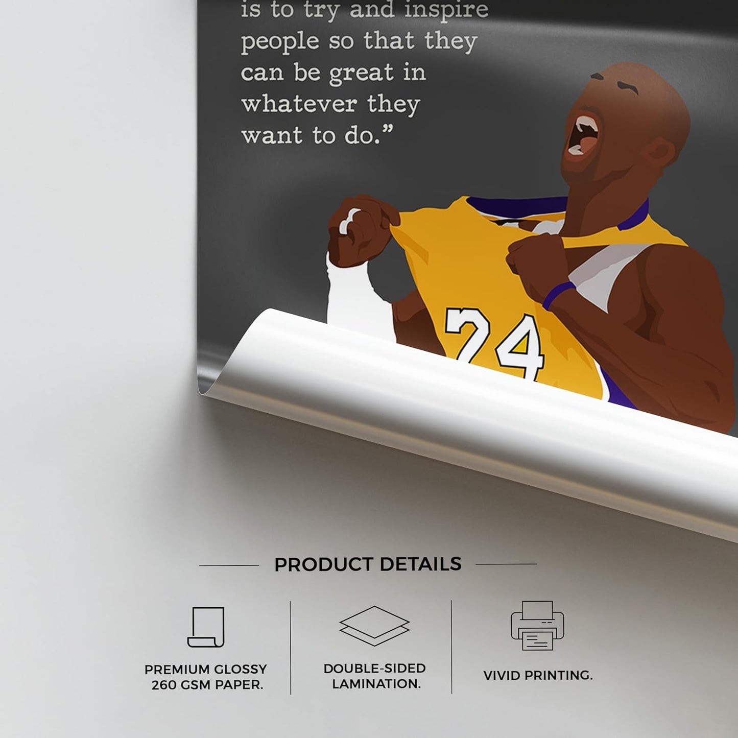 LOLUIS Motivational Basketball Superstar Hand-Drawn Artwork Sport Quote Wall Art Decorations (Unframed 16"x20", Basketball Player 1)