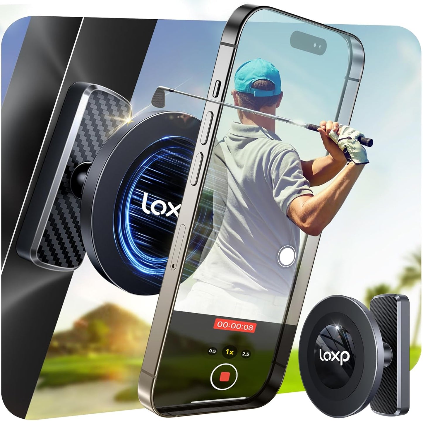 N56 Magnetic Golf Cart Phone Holder Mount Compatible With MagSafe for iPhone 17-12 Pro Max Plus Fits Club Car, EZGO, Yamaha, Icon, Golf Cart Accessories Gift for Men Women Business Partner Friend