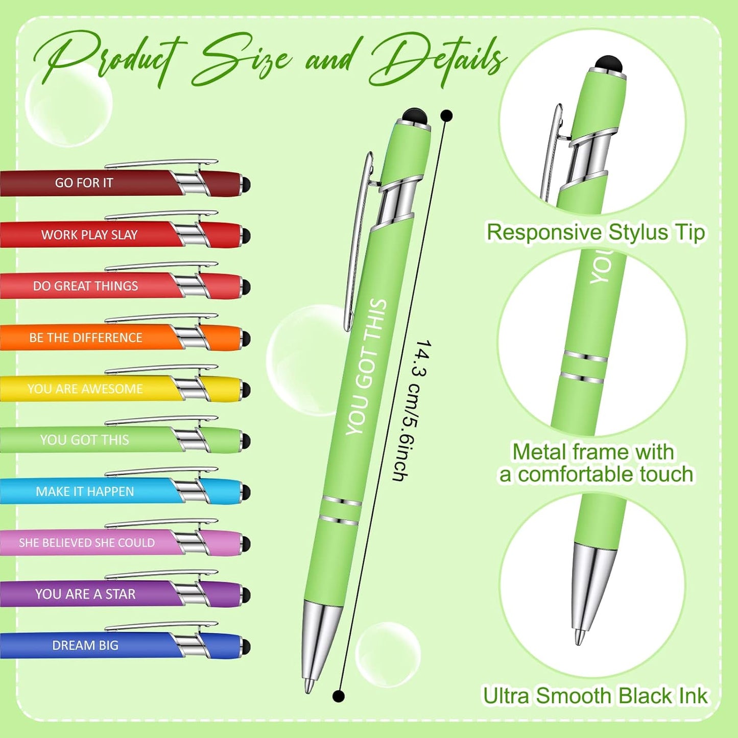 Geyee 24 Pcs Inspirational Sticky Notes with Funny Pens Fun Notepads for Adults Coworkers Nurse 3 x 4 Inch to Do List Notepads with Sayings Pen for Lab Week Gifts Teacher Office Supplies