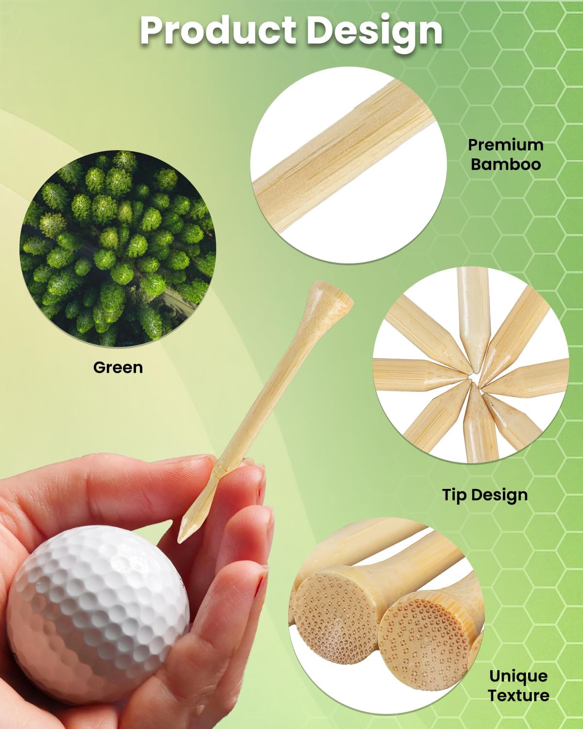 Bamboo Golf Tees 1000 PCS, 2-3/4 inch(70mm) & 3-1/4 inch (83mm) Length, Stronger Than Wood Tees