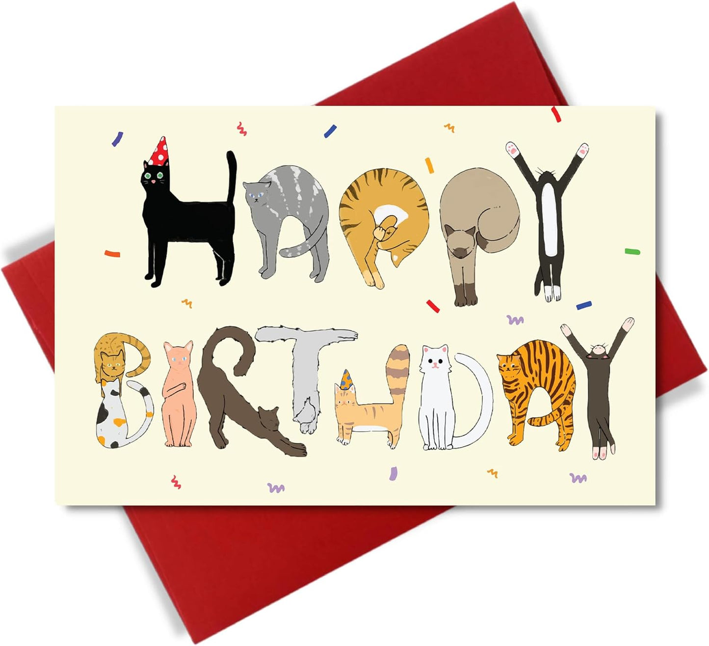 Cheerin Happy Birthday Card for Him or Her - Funny Birthday Card - Humourous Greeting Card - Cat Birthday Card for Cat Lovers Men Women