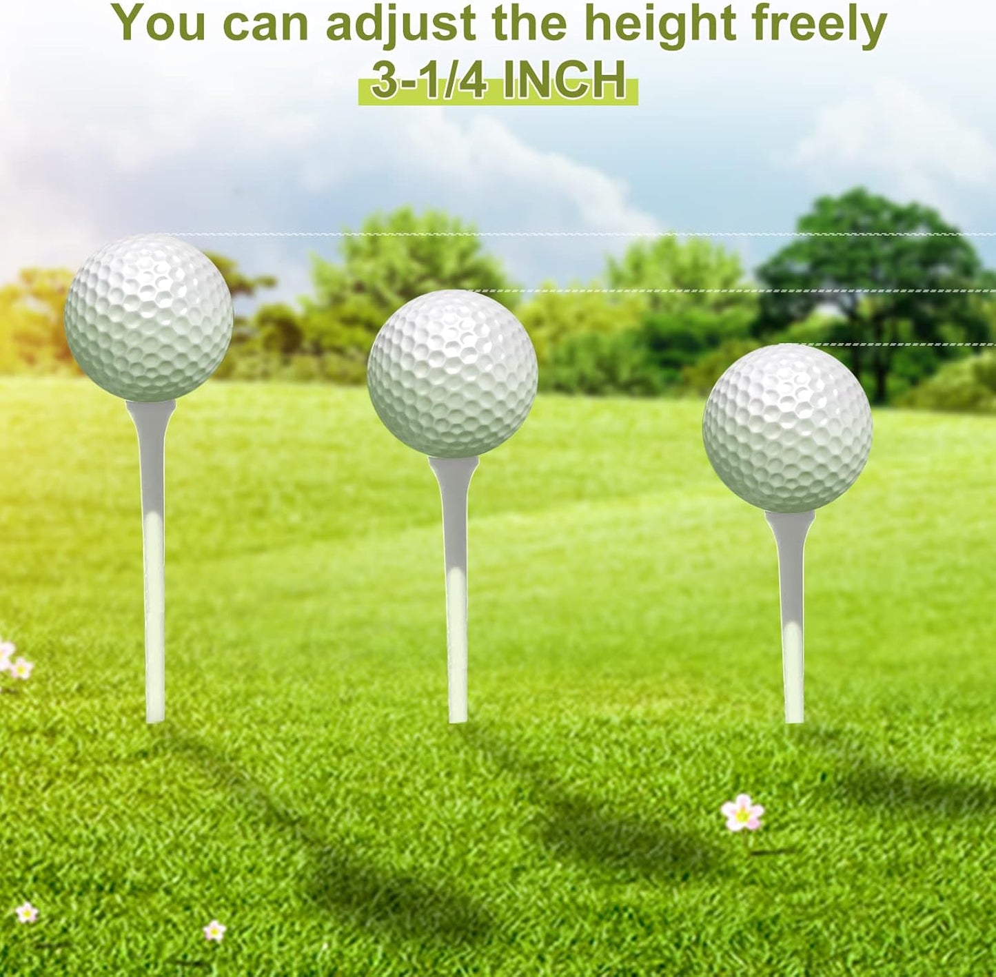 Vinsot 1000 Pcs Golf Tees Bulk 3-1/4 '' Wooden Bamboo Tees Decoration for Men Women Clubs Golf Ball Theme Party Accessories School Supplies(White,Solid)