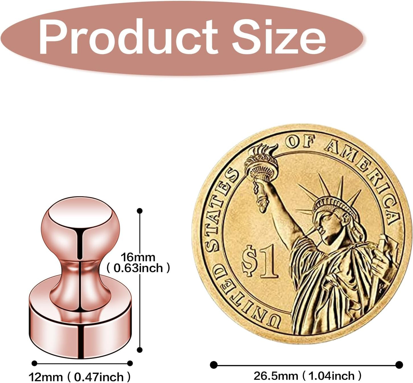 LOVIMAG Fridge Magnets 20Pcs Refrigerator Whiteboard Small Strong Magnet Classroom Kitchen Accessories Decorative Locker Set Decor Must Haves Office Calendar Refrigerador Magnetic Cute Rose Gold