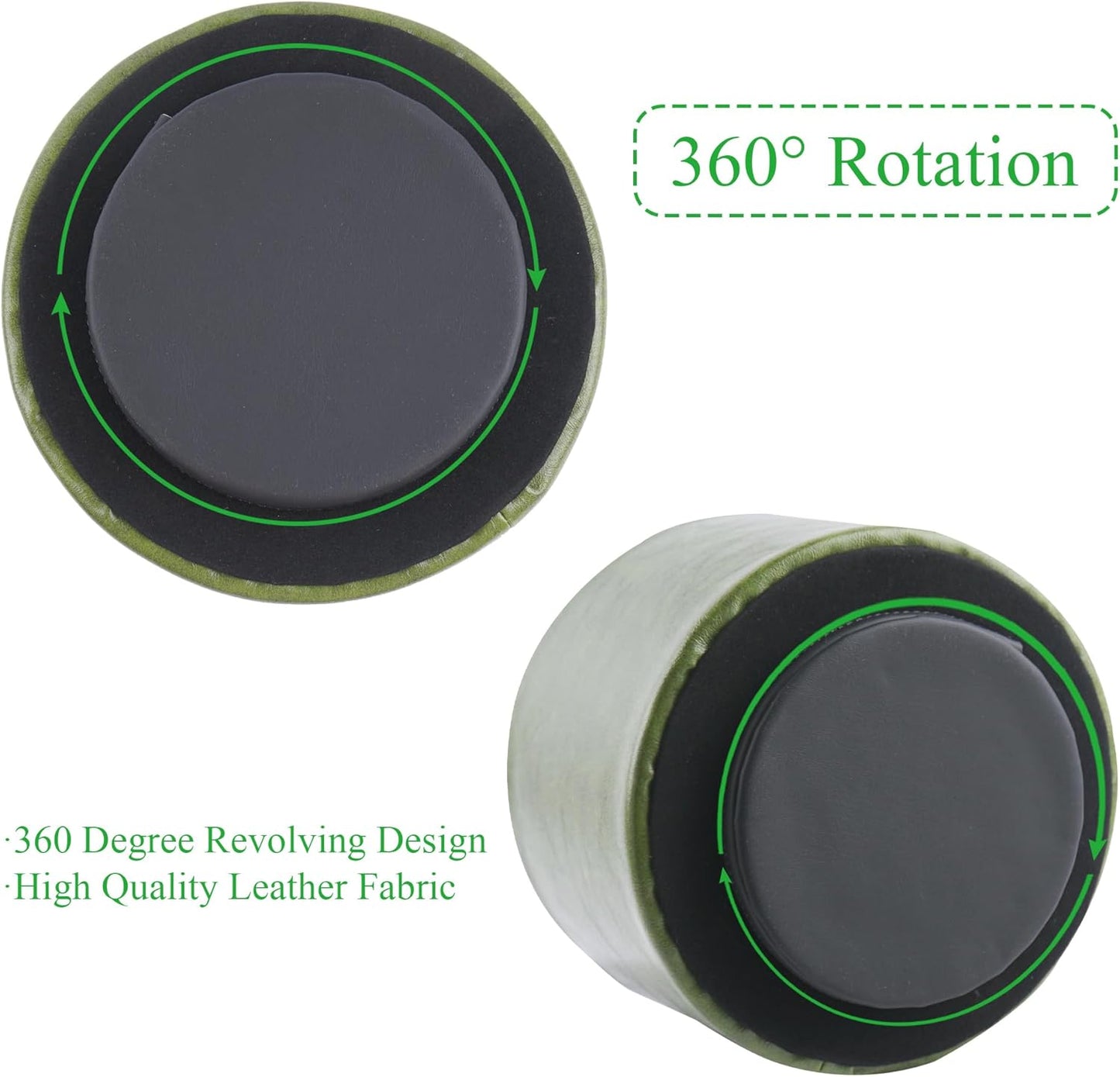 Hennaja Round Leather Art Supply Organizer,Remote Control Holder,360 Degree Spinning,Multi-Functional Pencil Holder,4 Compartments Desktop Stationary Organizer(1-Oil Bamboo)