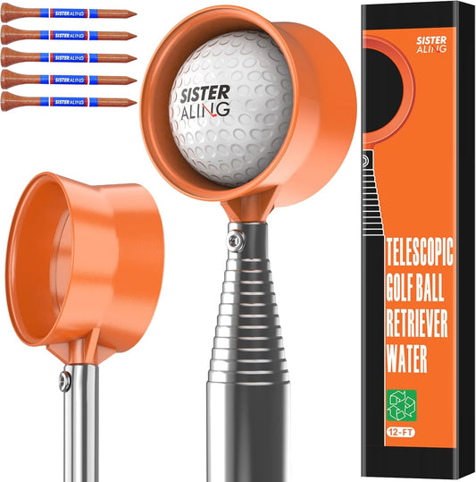 9ft/12ft Water Telescopic Golf Ball Retriever，Classic and Durable Stainless Steel Picker Upper, The Best Accessory Gift for Men and Women Golfers.